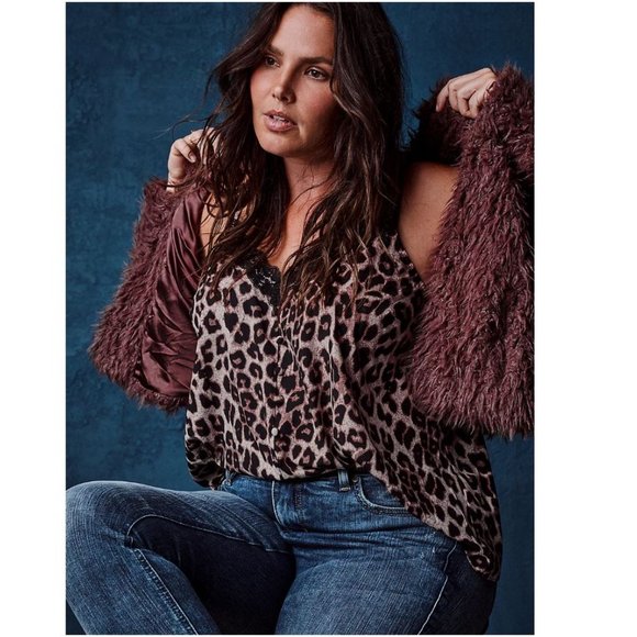 Torrid Size 1X 14-16 Leopard & Black Lace Button Cami - Picture 4 of 6